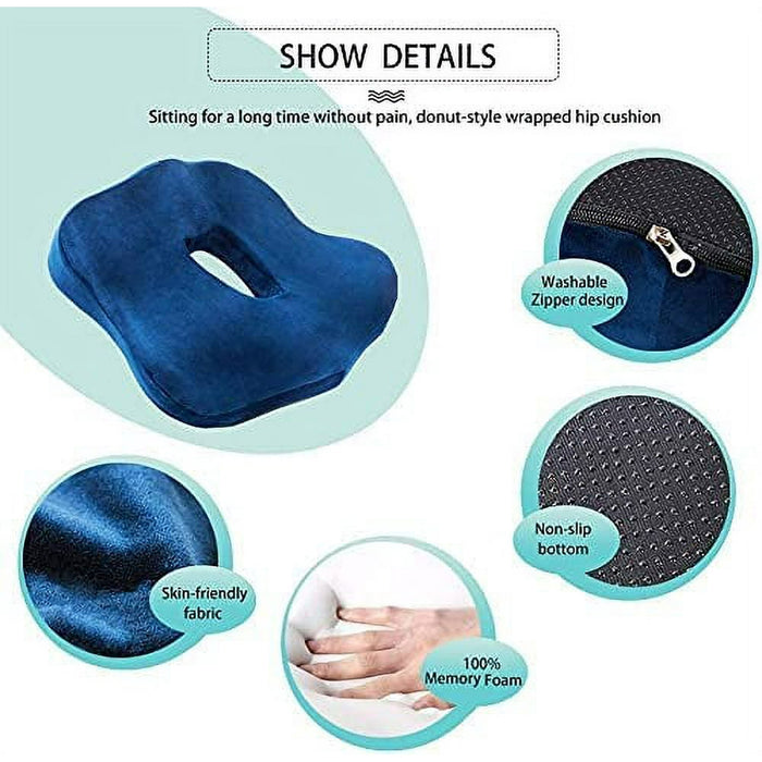 Versatile Memory Foam Seat Cushion for Lower Back Pain Relief